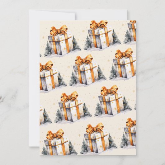 Kerstfeest Gouden Waterverf Kaart (Achterkant)