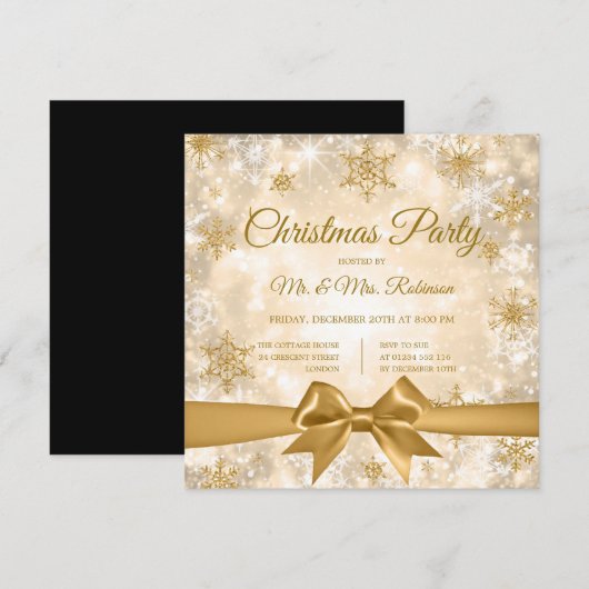 Kerstfeest Gouden Winter Sparkle Lint Kaart (Voorkant / Achterkant)