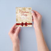 Kerstfeest Gouden Winter Sparkle Rood Lint Flyer (Hand)