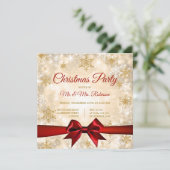 Kerstfeest Gouden Winter Sparkle Rood Lint Kaart (Staand voorkant)