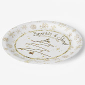 Kerstfeest Gouden Witte Sparkle en Shine Papieren Bordje (Gekanteld)