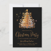 Kerstfeest Gouden Zwarte Boom Kaart (Voorkant)