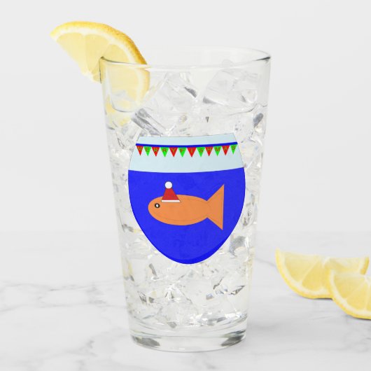Kerstfeest Goudvissen Glas (Voorkant ijs)