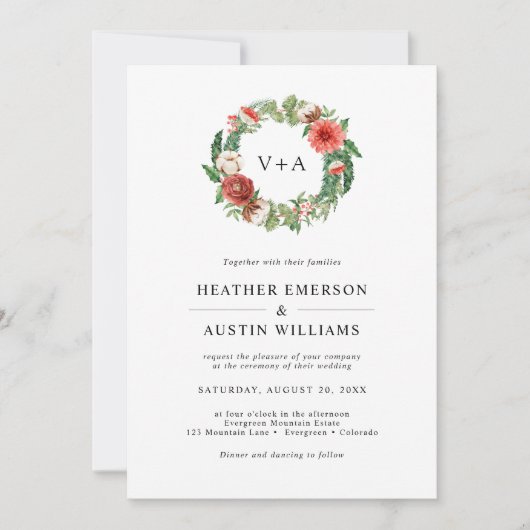 Kerstfeest Greenery Holiday Weddenschap Kaart (Voorkant)