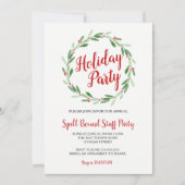 Kerstfeest Greenery Krans Uitnodiging (Voorkant)