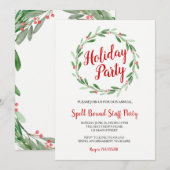 Kerstfeest Greenery Krans Uitnodiging (Voorkant / Achterkant)