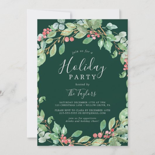 kerstfeest Greenery Wreath Holiday Kaart (Voorkant)