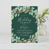 kerstfeest Greenery Wreath Holiday Kaart (Staand voorkant)