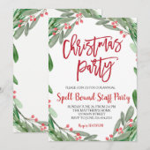 Kerstfeest Greenery Wreath Uitnodiging (Voorkant / Achterkant)