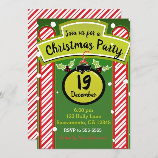 Kerstfeest grillige rode pepermunt kaart (Voorkant / Achterkant)