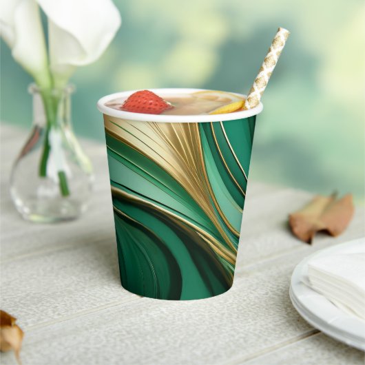 Kerstfeest-Groen en Goud- Papieren Bekers (Insitu)