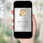 Kerstfeest groen gouden deur zilver kaart