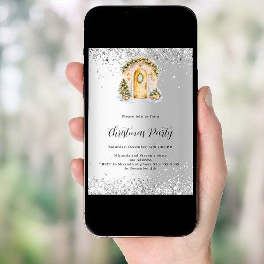 Kerstfeest groen gouden deur zilver kaart