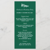 Kerstfeest groen wit diner menu (Voorkant)