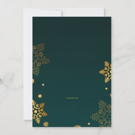 Kerstfeest Groene en Gouden Uitnodiging (Achterkant)