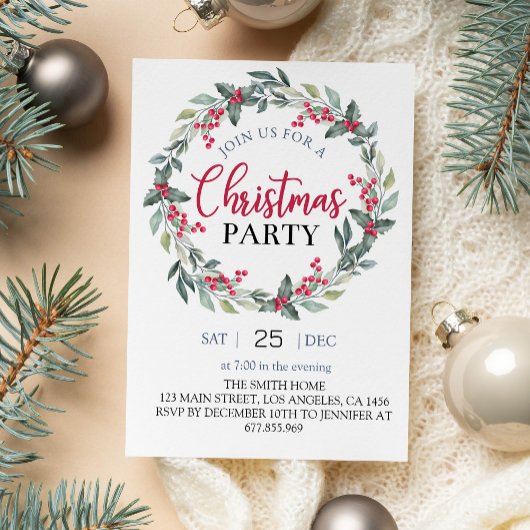 Kerstfeest Groene en Rode Uitnodiging