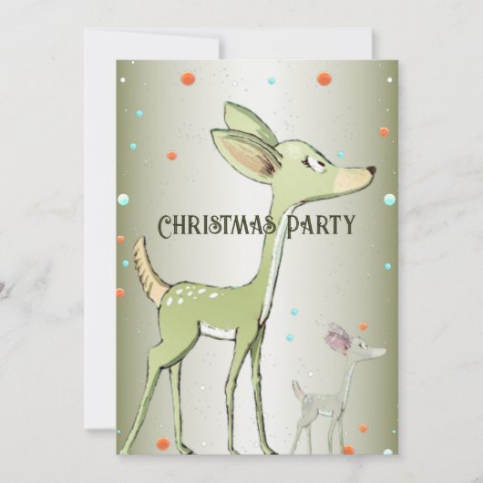 Kerstfeest Groene Herten Feestdagen Schattige Kaart (Voorkant)