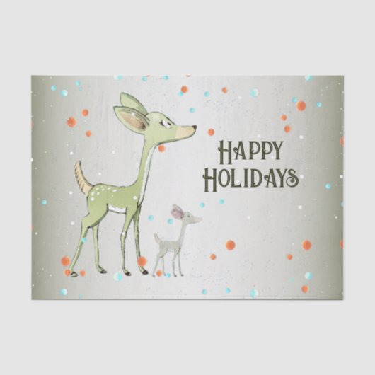 Kerstfeest Groene Herten Vakanties Schattig Tissuepapier (Voorkant)