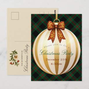 Kerstfeest Groene Tartan Plaid Vintage Strik Briefkaart