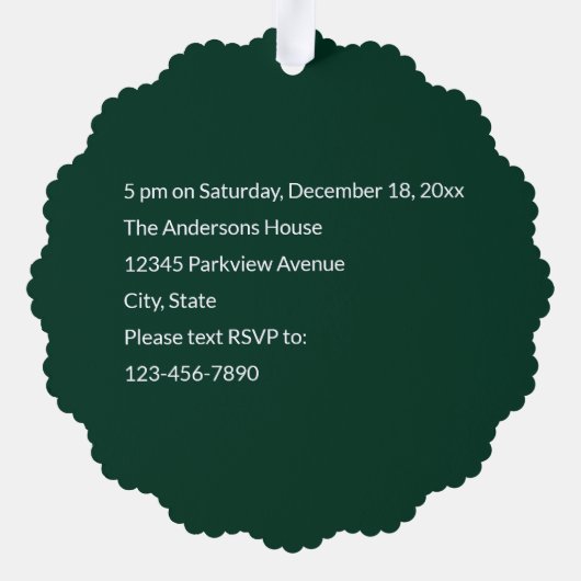 Kerstfeest Groene Wit en Gouden Uitnodiging (Achterkant)