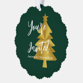 Kerstfeest Groene Wit en Gouden Uitnodiging (Links)