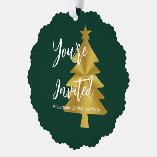 Kerstfeest Groene Wit en Gouden Uitnodiging (Links)