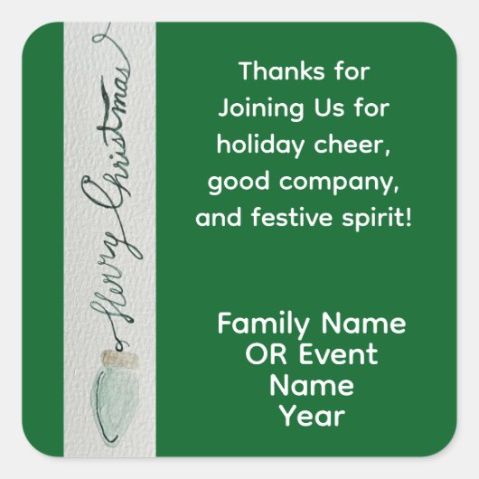 Kerstfeest gunst vierkante sticker (Voorkant)