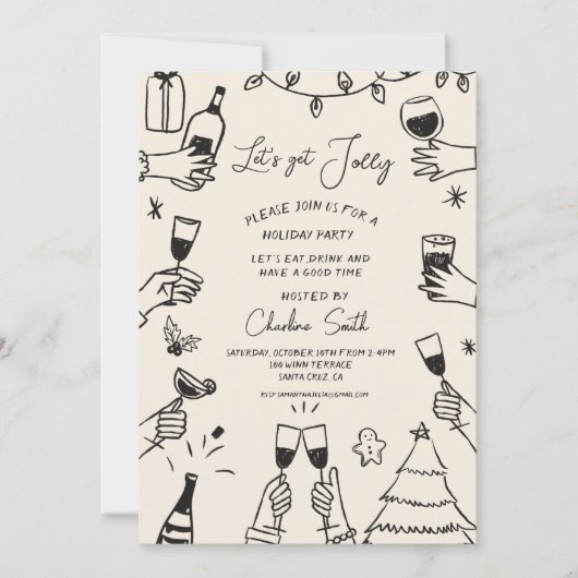 Kerstfeest Hand getekend Funky handschrift Kaart (Voorkant)