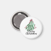 Kerstfeest Hand Waterverf Boom en Strik Magneet (Voorkant / Achterkant)