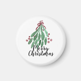 Kerstfeest Hand Waterverf Boom en Strik Magneet