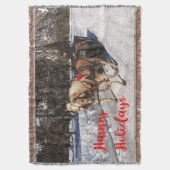 Kerstfeest Happy Holiday Country Horses Sled Rusti Deken (Voorkant Verticaal)
