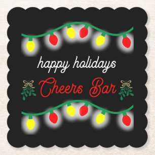 Kerstfeest Happy Hour Promotie Kartonnen Onderzetters