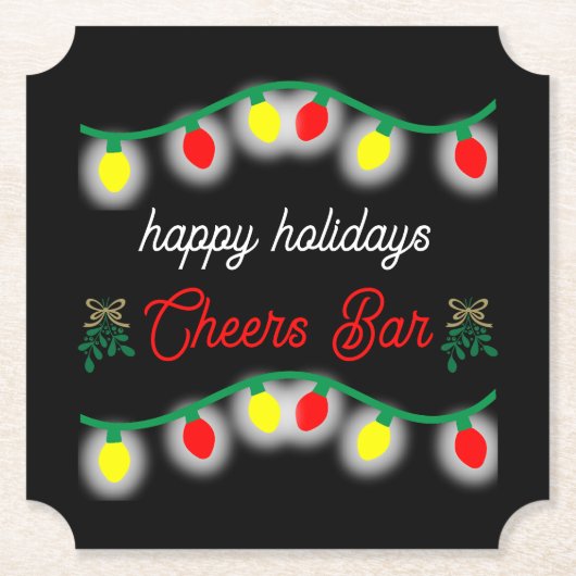 Kerstfeest Happy Hour Promotie Kartonnen Onderzetters (Voorkant)