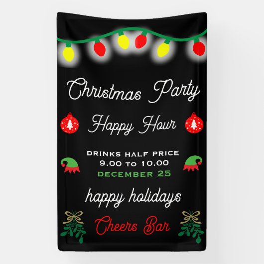 Kerstfeest Happy Hour Promotie Spandoek (Verticaal)