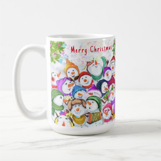Kerstfeest Happy Snowmans Celebration Mok Gift (Links)