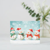 Kerstfeest Happy Snowman's Feestdagenkaart (Staand voorkant)