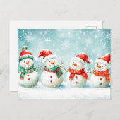 Kerstfeest Happy Snowman's Feestdagenkaart (Voorkant / Achterkant)