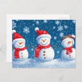 Kerstfeest Happy Snowman's Feestdagenkaart (Voorkant / Achterkant)