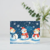 Kerstfeest Happy Snowman's Feestdagenkaart (Staand voorkant)