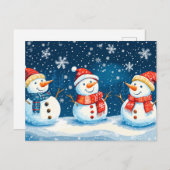 Kerstfeest Happy Snowman's Feestdagenkaart (Voorkant / Achterkant)