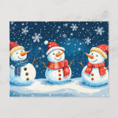 Kerstfeest Happy Snowman's Feestdagenkaart (Voorkant)