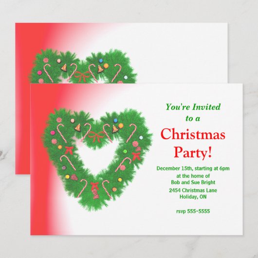 Kerstfeest Hartkrans Kaart (Voorkant / Achterkant)