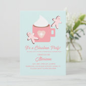 Kerstfeest Heet Chocolade Mok Gingerbread Roze Kaart (Staand voorkant)