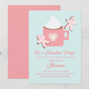 Kerstfeest Heet Chocolade Mok Gingerbread Roze Kaart