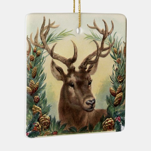 KERSTFEEST HERT ,DENNENAPPELS KRANS,RODE GROENE ED KERAMISCH ORNAMENT (Rechts)
