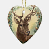 KERSTFEEST HERT,DENNENKEGELS KRANS,RODE GROENE EDE KERAMISCH ORNAMENT (Links)