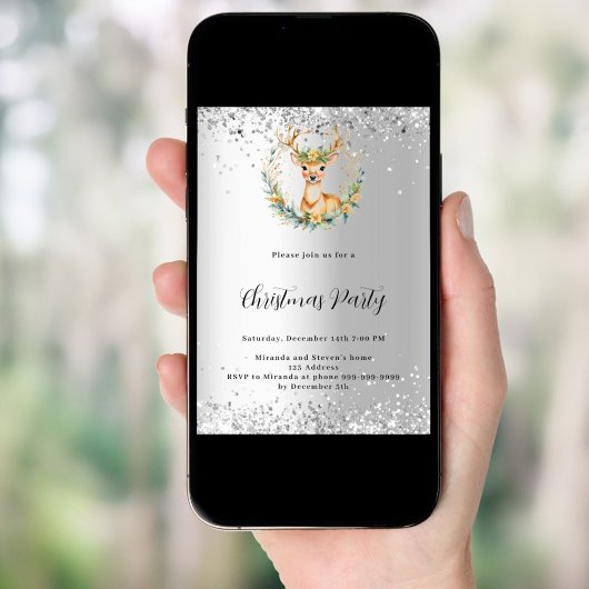 Kerstfeest herten groen zilver nordic kaart