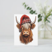 Kerstfeest Highland Koe Bubblegum 2025 Briefkaart (Staand voorkant)