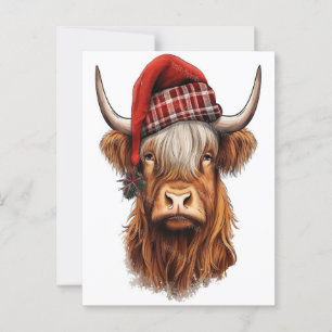 Kerstfeest Highland Koe Bubblegum 2025 Briefkaart