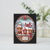 Kerstfeest Highland Koe Bubblegum 2025 Briefkaart (Staand voorkant)